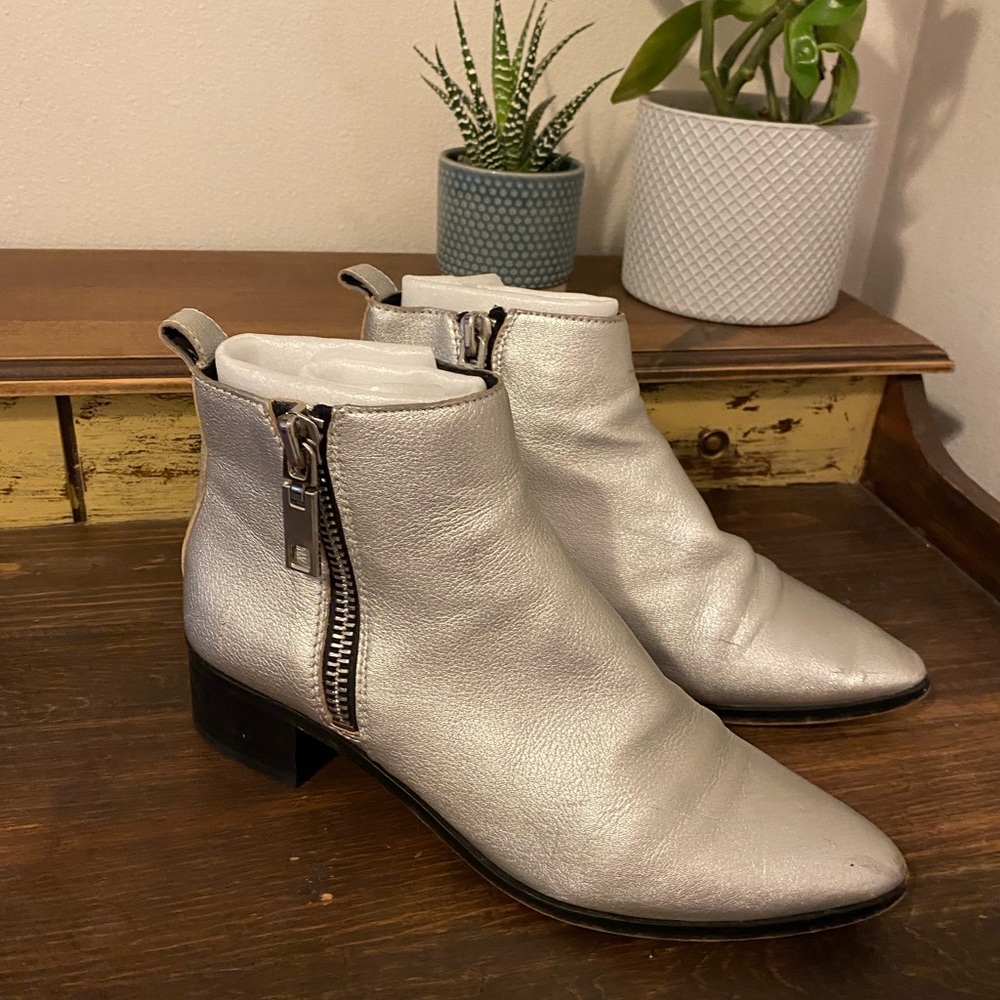 Dolce Vita Silver Zip Ankle Boots